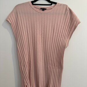 Eileen Fisher Pink Ribbed Short Sleeve Top Size XL